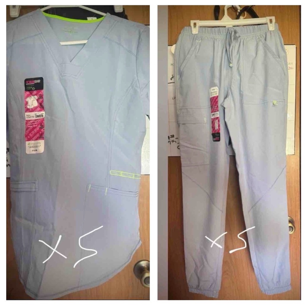 Light Blue Scrub Set top and bottom size XS